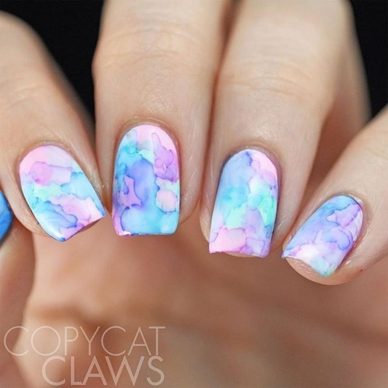 37 Unusual Watercolor Nail Art Ideas That Looks Cool ADDICFASHION