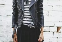 Pretty Winter Outfits Ideas Black Leather Jacket04