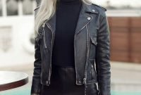 Pretty Winter Outfits Ideas Black Leather Jacket07