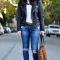 Pretty Winter Outfits Ideas Black Leather Jacket14