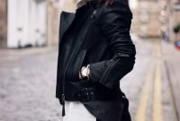 Pretty Winter Outfits Ideas Black Leather Jacket15