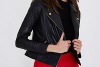 Pretty Winter Outfits Ideas Black Leather Jacket39