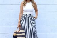 Wonderful Midi Skirt Outfit Ideas For Spring And Summer 201818