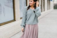 Elegant Midi Skirt Winter Ideas45