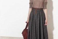 Elegant Midi Skirt Winter Ideas48