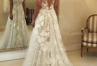 Pretty V Neck Tulle Wedding Dress Ideas For 201939