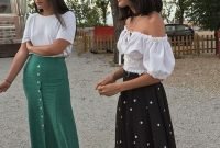 Delicate Polka Dot Maxi Skirt Ideas For Reunion29