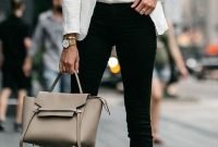 Fancy Work Outfits Ideas With Black Leggings To Copy Right Now13
