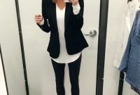 Fancy Work Outfits Ideas With Black Leggings To Copy Right Now18