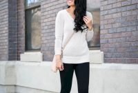 Fancy Work Outfits Ideas With Black Leggings To Copy Right Now23