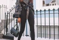 Fancy Work Outfits Ideas With Black Leggings To Copy Right Now25