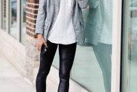 Fancy Work Outfits Ideas With Black Leggings To Copy Right Now30