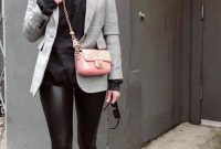 Fancy Work Outfits Ideas With Black Leggings To Copy Right Now36