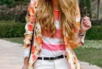 Cozy Combinations Ideas With Floral Blazers You Must Try12